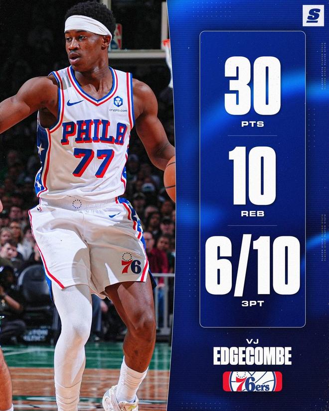 76人逆转绿军扳平大比分 埃奇库姆创历史神迹