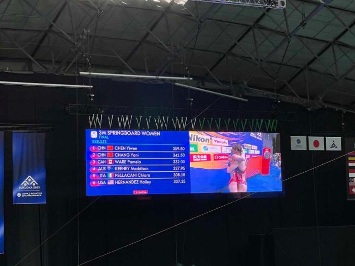陈艺文女子三米板夺冠 中国跳水队包揽冠亚军